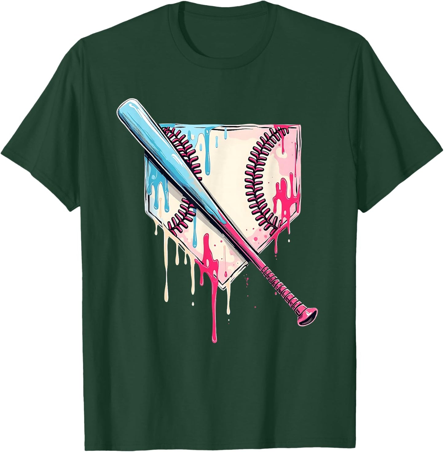 Cool Sport Baseball Home Plate Drip With Sprinkles Drip T-Shirt - T-Shirt | Forest