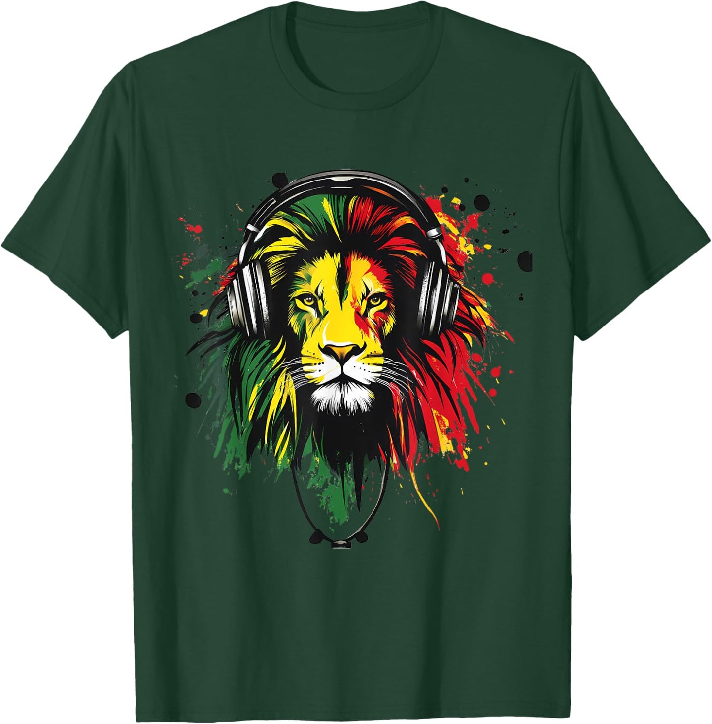 Rasta Reggae Music DJ Lion Of Judah Rastafarian Roots T-Shirt - T-Shirt | Forest