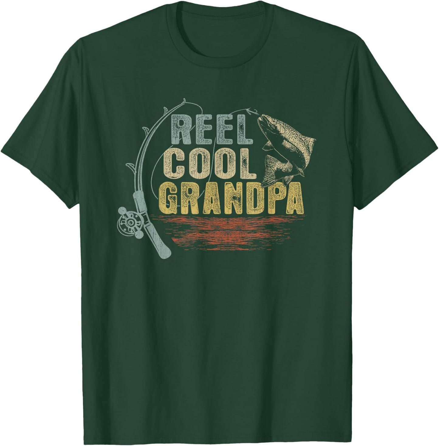Funny Fishing Vintage Reel Cool Grandpa T-Shirt - T-Shirt | Forest