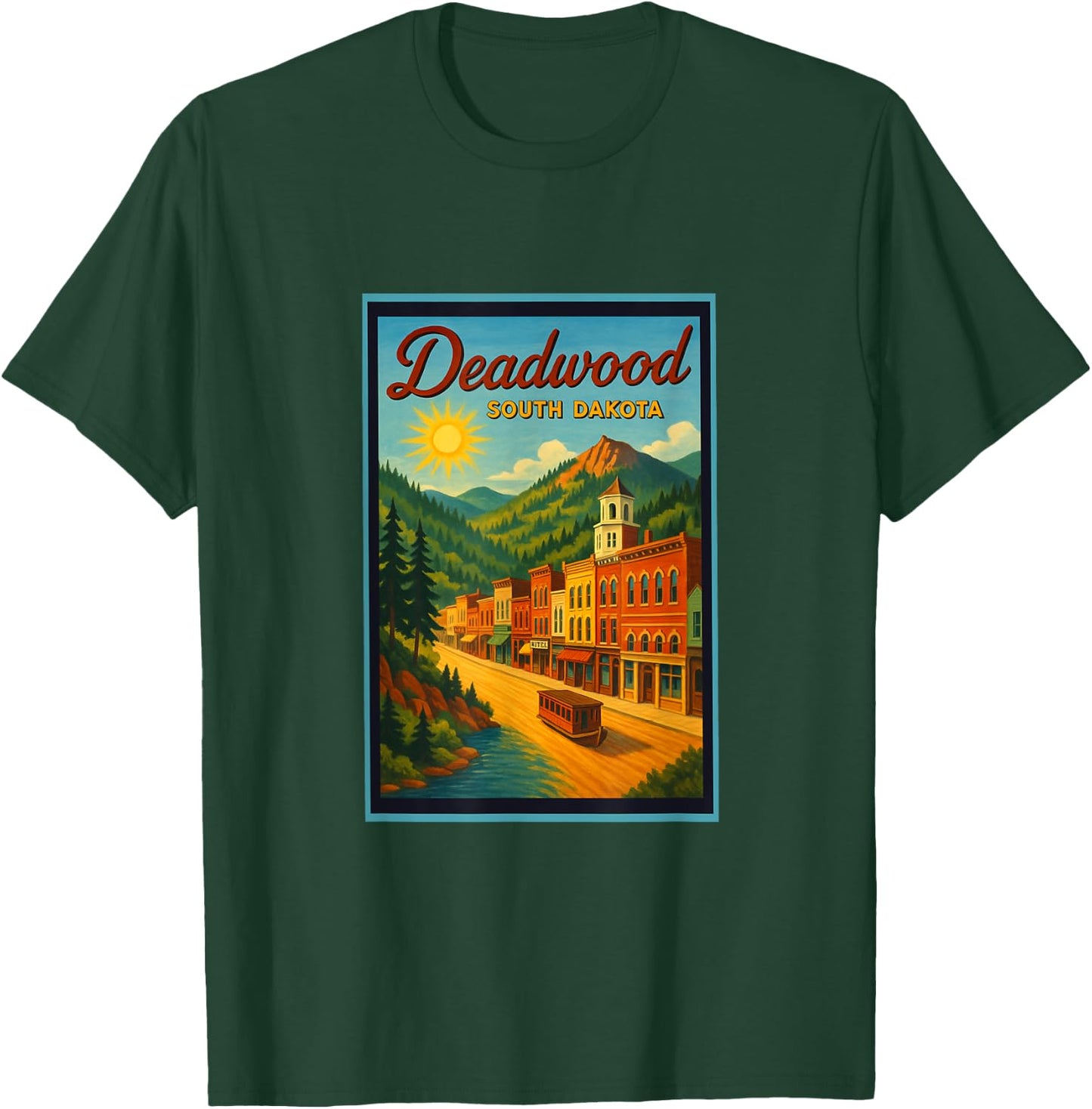 Retro Vintage Deadwood South Dakota SD Poster Art Graphic T-Shirt - T-Shirt | Forest