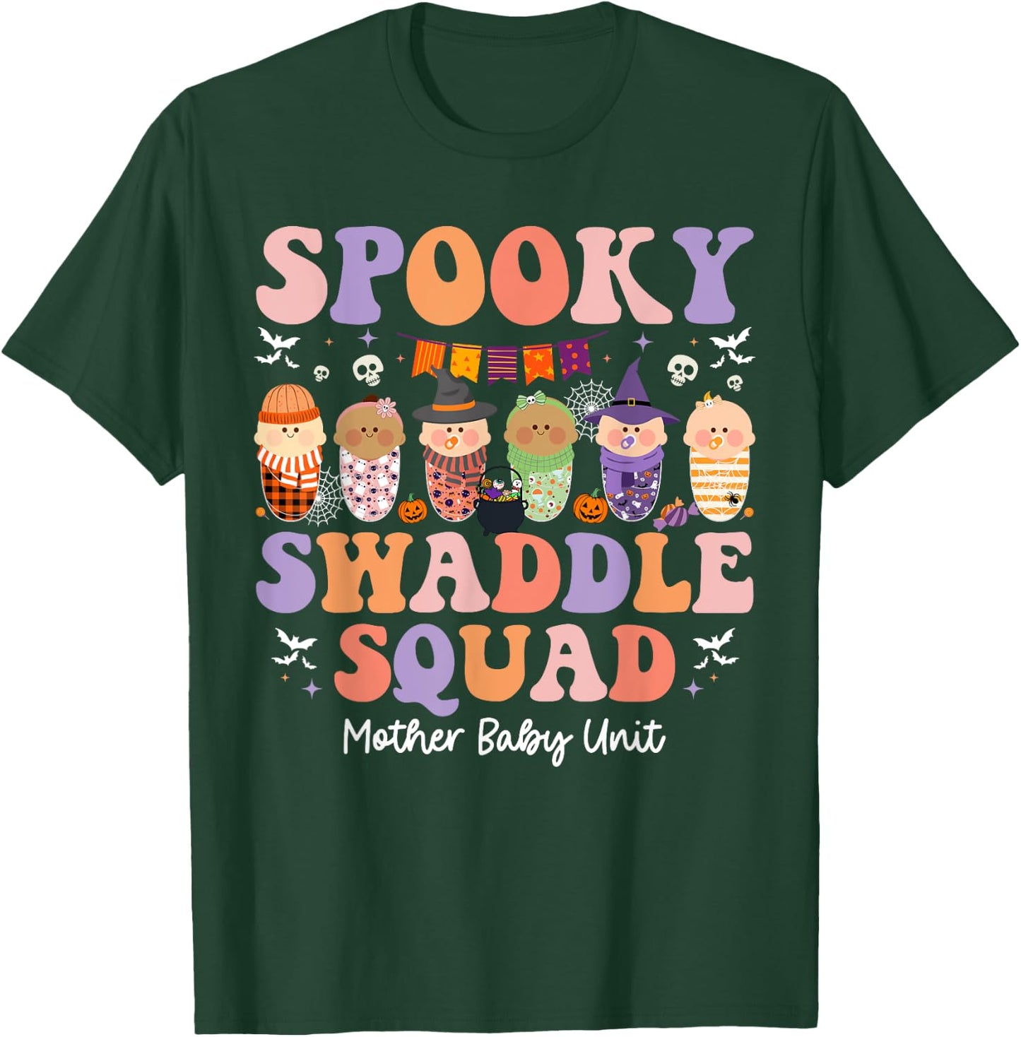 Spooky Swaddle Squad Mother Baby Unit Halloween T-Shirt - T-Shirt | Forest
