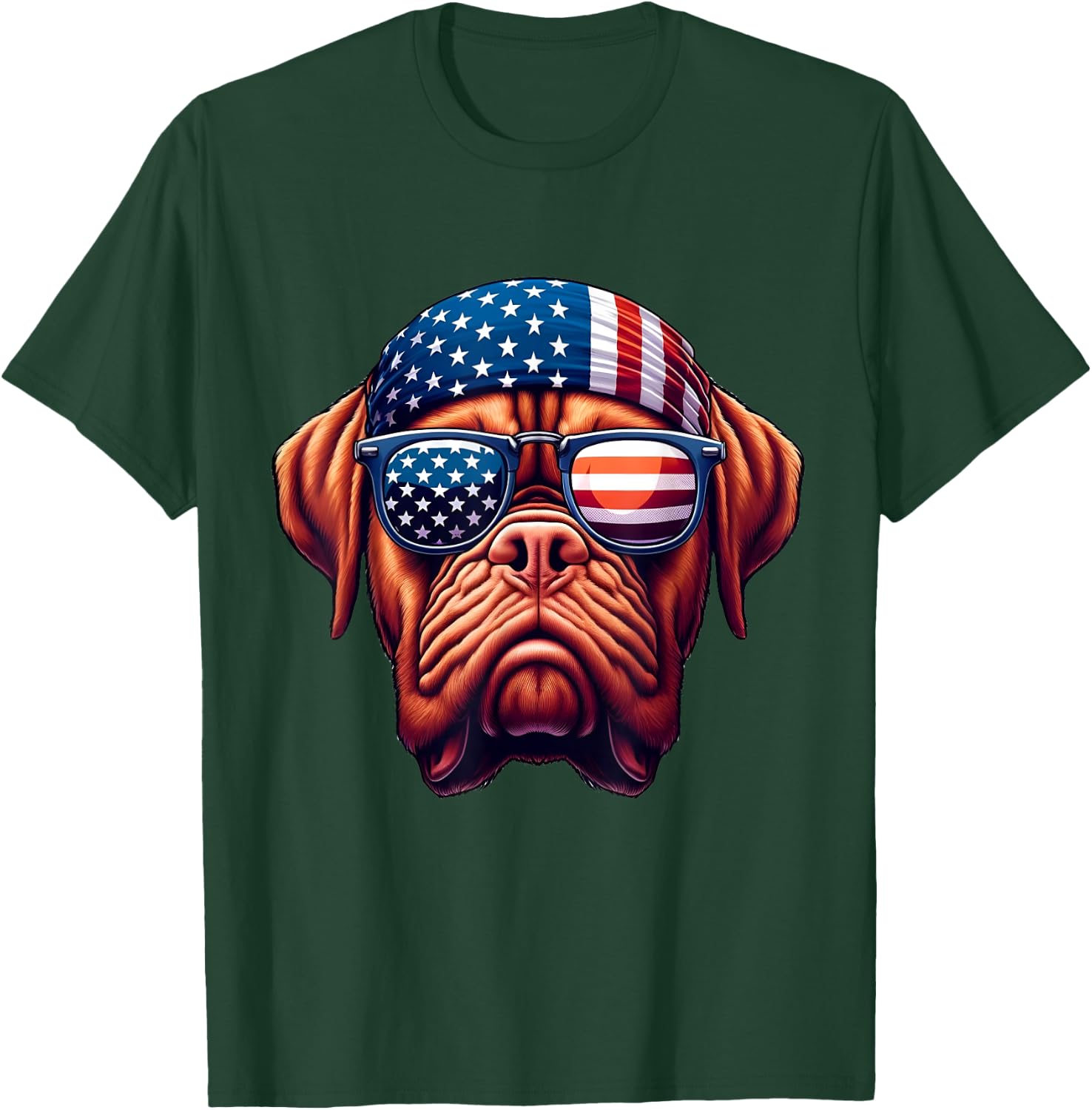 Patriotic Dogue de Bordeaux Dog US Flag Independence Day T-Shirt - T-Shirt | Forest