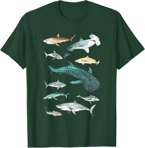 Shark Faces - Type of Shark - Shark Faces of All Kinds T-Shirt - T-Shirt | Forest