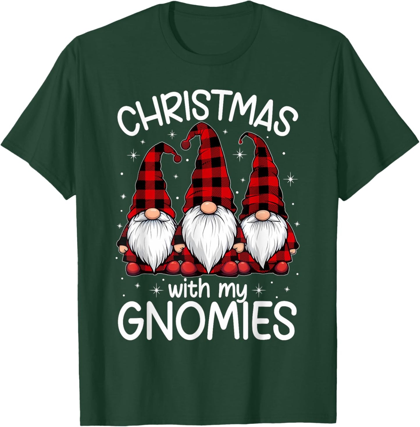 Christmas With My Gnomies Xmas Family Gnome Red Black Plaid T-Shirt - T-Shirt | Forest