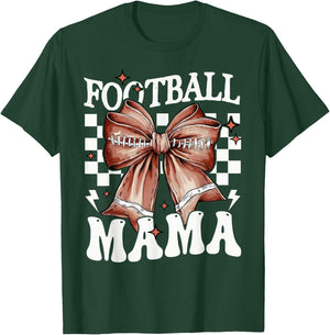 Coquette Bow American Football Mama Thanksgiving Autumn Fall T-Shirt - T-Shirt | Forest