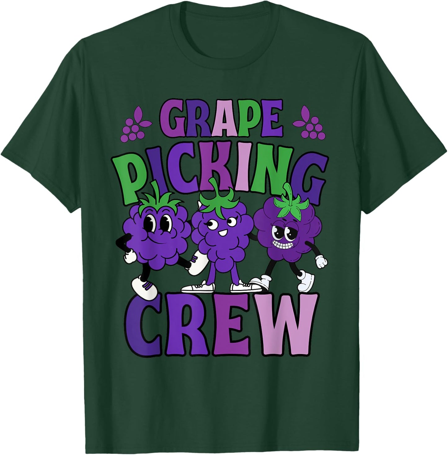Funny Grape Picking Squad Crew Shirts Custom for Kids 2025 T-Shirt - T-Shirt | Forest