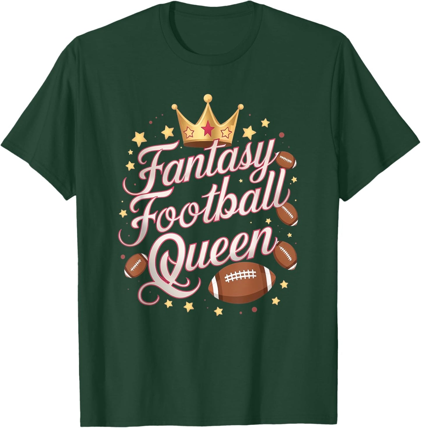 Fantasy Football Queen Funny Girls T-Shirt - T-Shirt | Forest