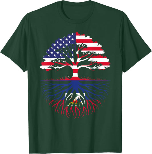 American Grown Haitian Roots Flag Heritage T-Shirt - T-Shirt | Forest