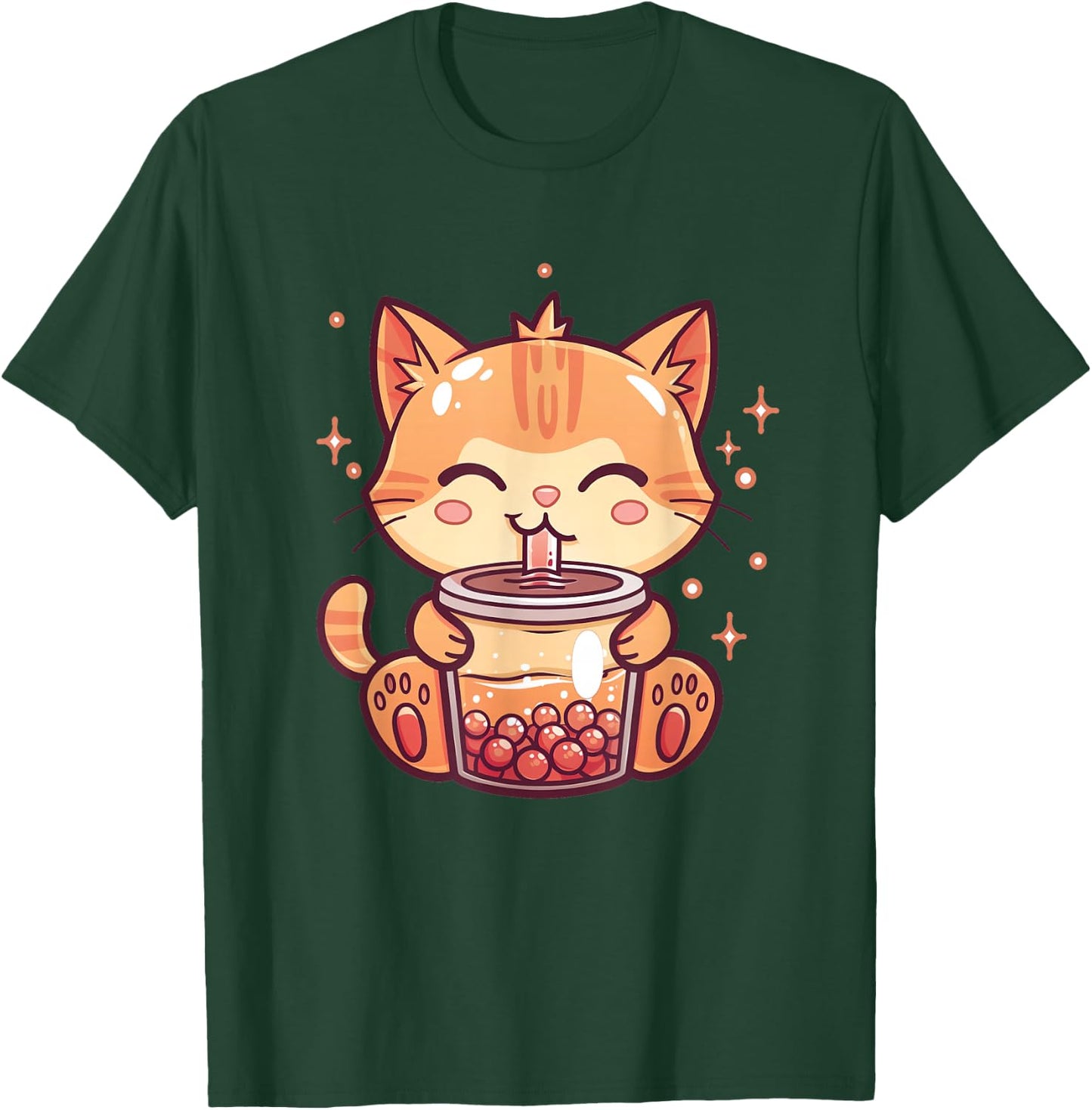 Cute Cat Boba Tea Bubble Tea Anime Kawaii Neko T-Shirt - T-Shirt | Forest