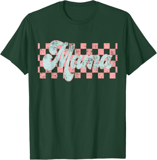 Checkered Mama Retro Mom Life Women Mother's Day New Mom T-Shirt - T-Shirt | Forest