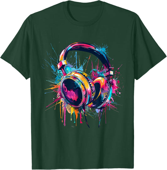 Headphones Music DJ Beatmaker Artwork Dance Music Splash T-Shirt - T-Shirt | Forest