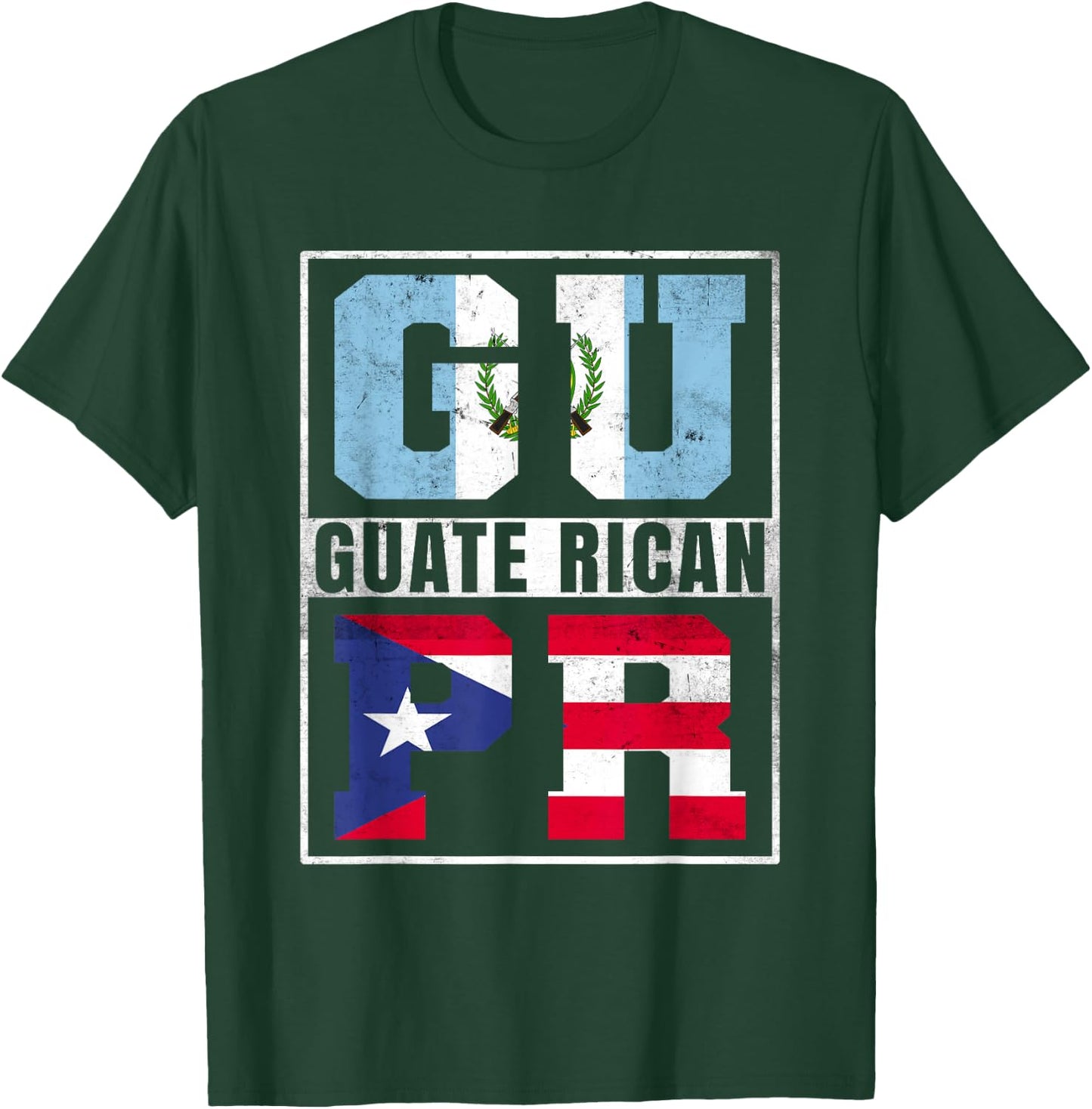 Guate Rican Roots Guatemala and Puerto Rico Mix T-Shirt - T-Shirt | Forest
