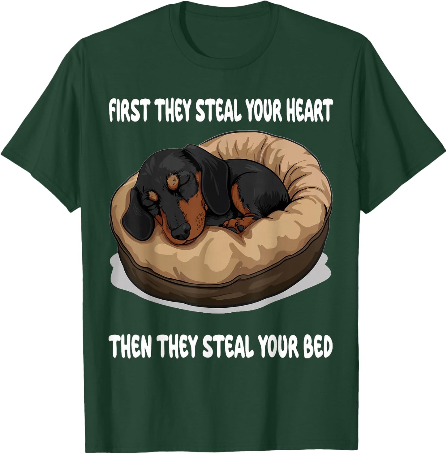 Dachshund Wiener Doxie Sleeping Pajamas Nightgown T-Shirt - T-Shirt | Forest