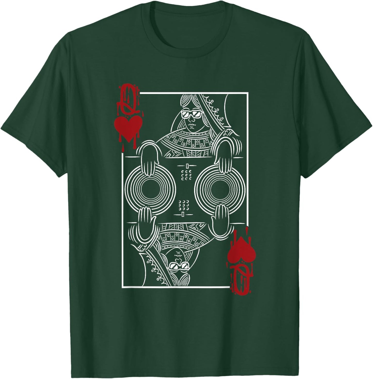 Queen Of Hearts Clubbing Disco Techno Outfit DJ Queen Card T-Shirt - T-Shirt | Forest