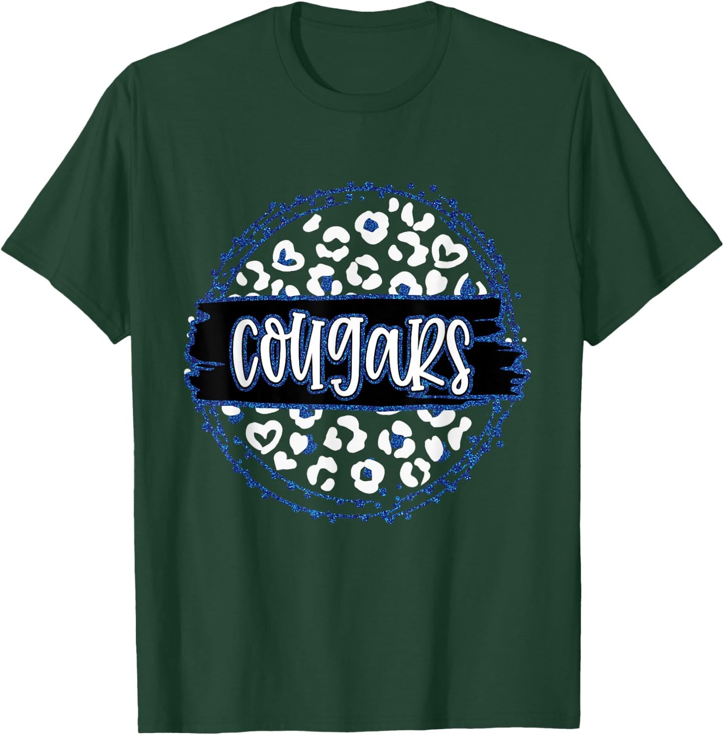 Cougars Blue Cheetah Leopard School Sports Fan Team Spirit T-Shirt - T-Shirt | Forest