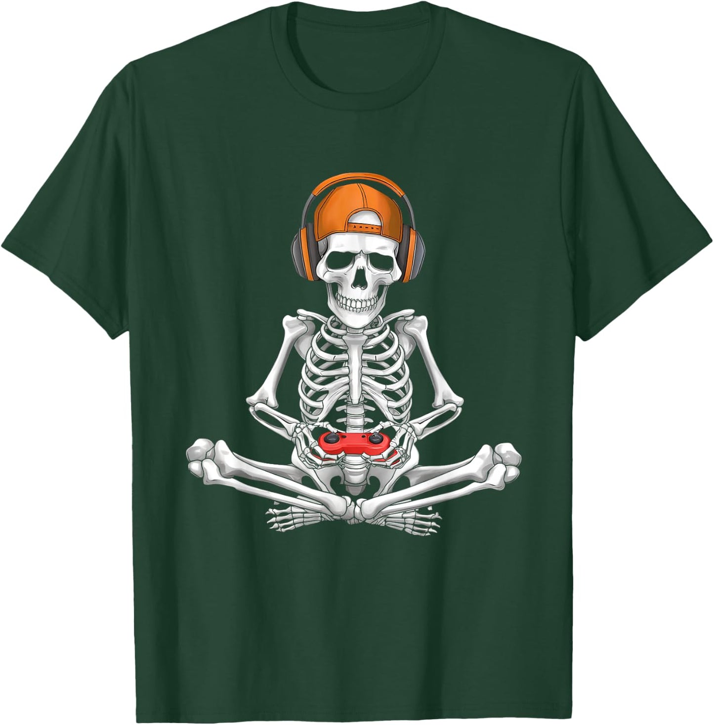 Video Game Skeleton Halloween Gaming Teens Gamer Men Boy Kid T-Shirt - T-Shirt | Forest