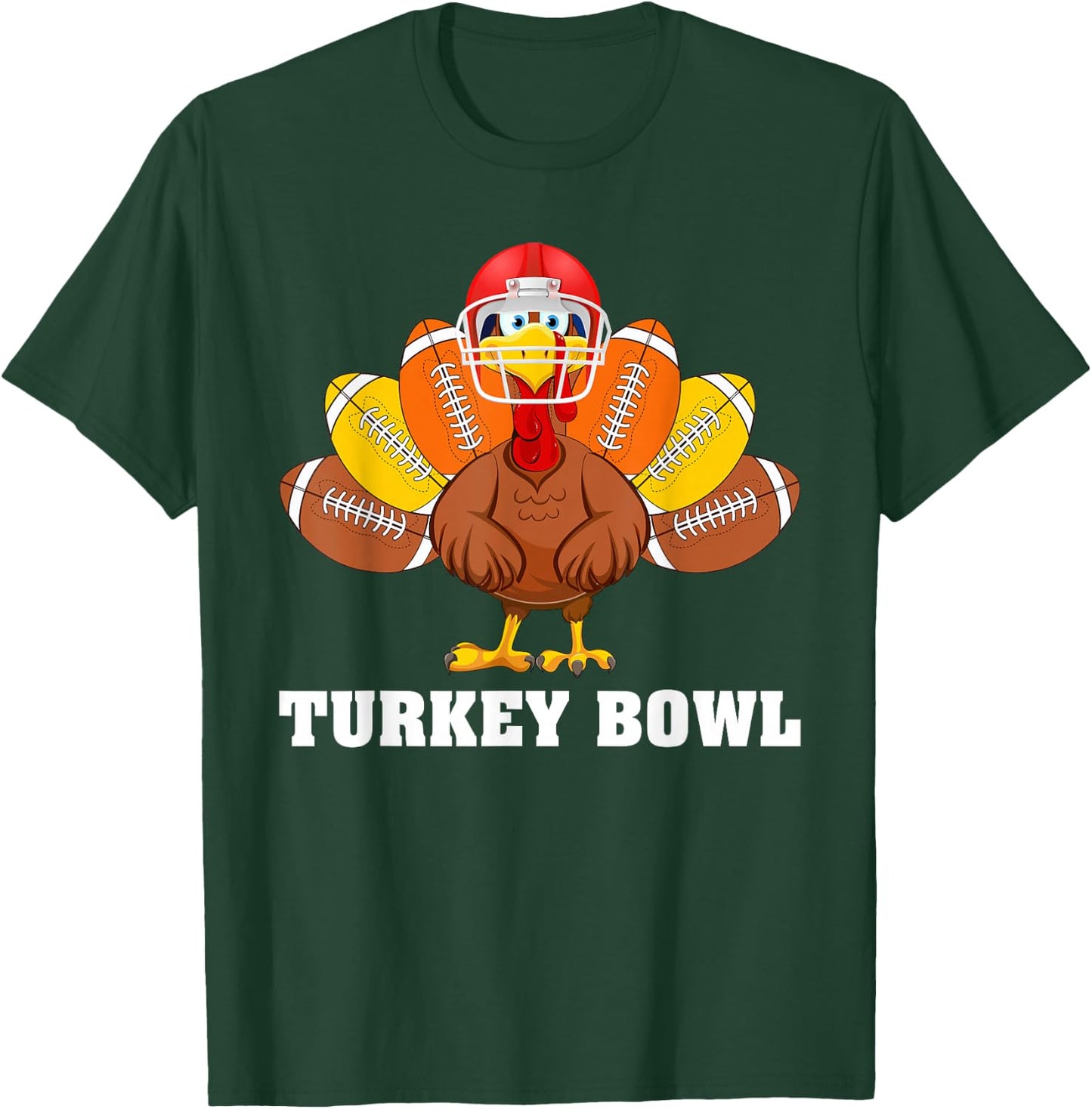 Funny Turkey American Football Bowl Thanksgiving T-Shirt - T-Shirt | Forest