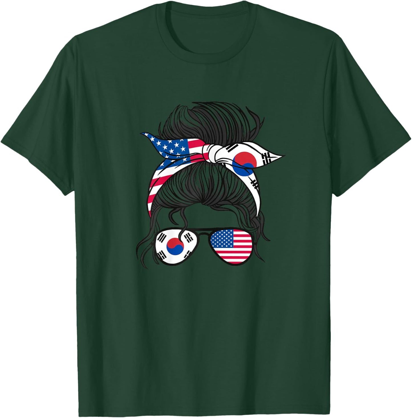 USA American south korean Girl T-Shirt - T-Shirt | Forest