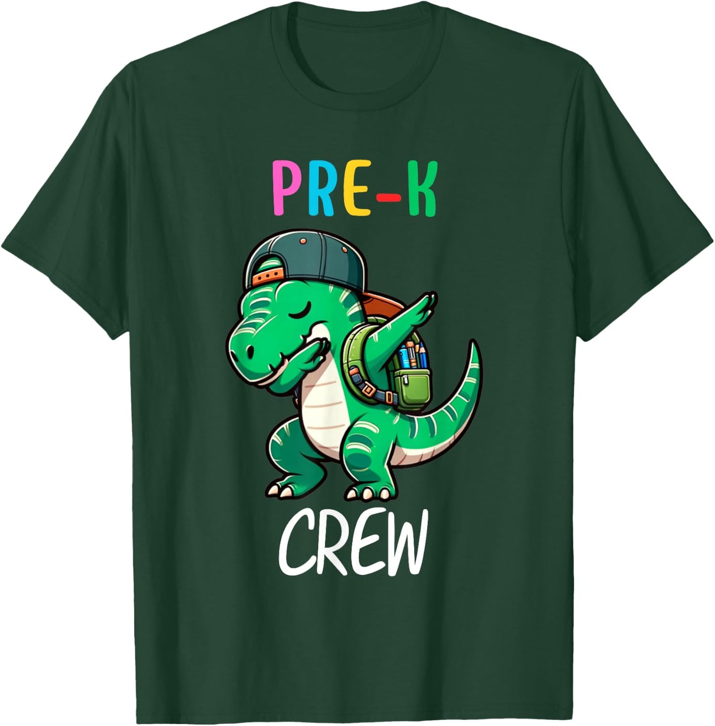 Pre-K Crew T-rex Dinosaur Dabbing Kids Funny Back To School T-Shirt - T-Shirt | Forest