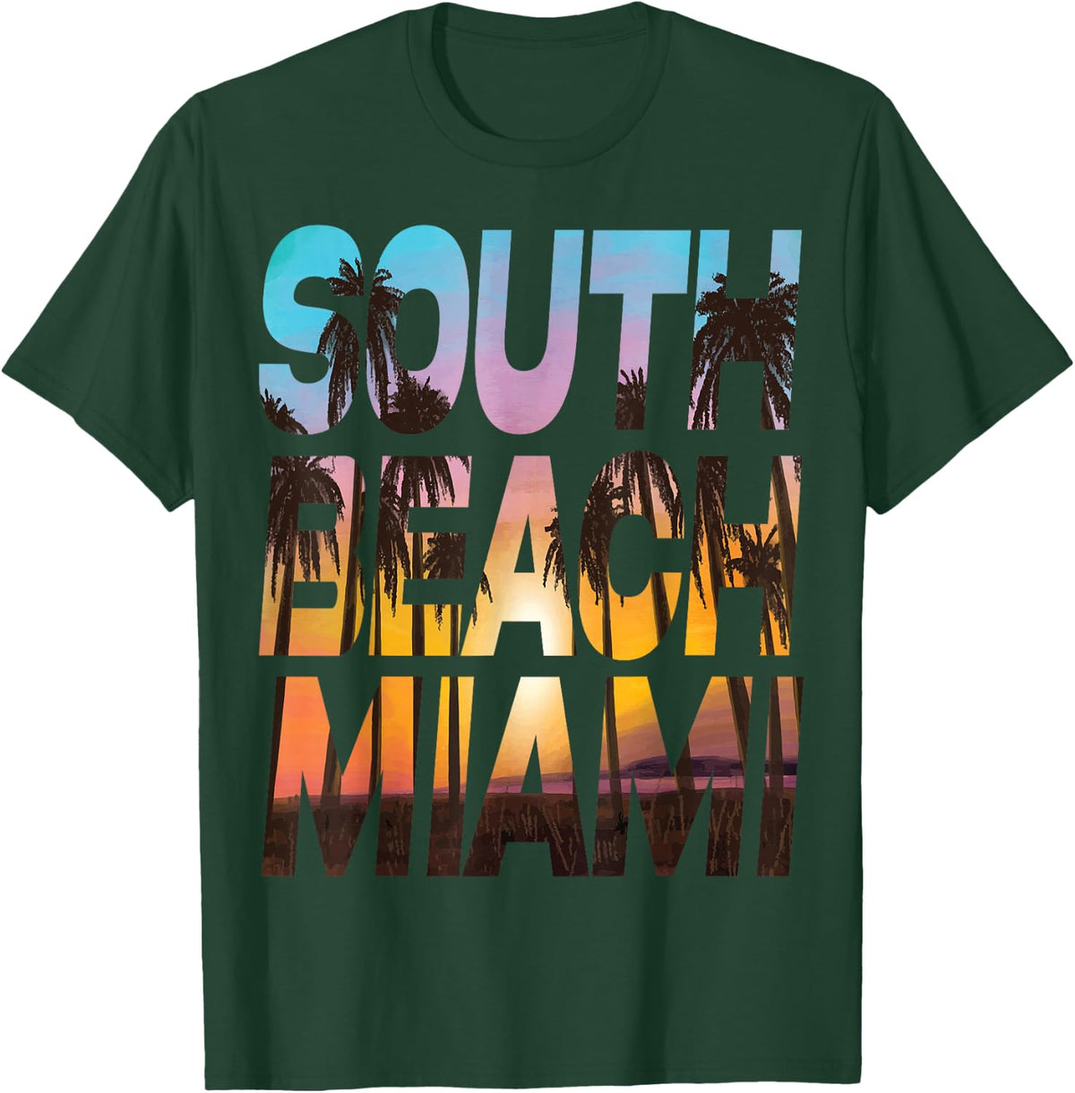 South Beach Miami Sunset - I Love Miami Beach Souvenir T-Shirt - T-Shirt | Forest