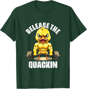 Release The Quackin Duck Lovers Funny Weightlifting Duck T-Shirt - T-Shirt | Forest