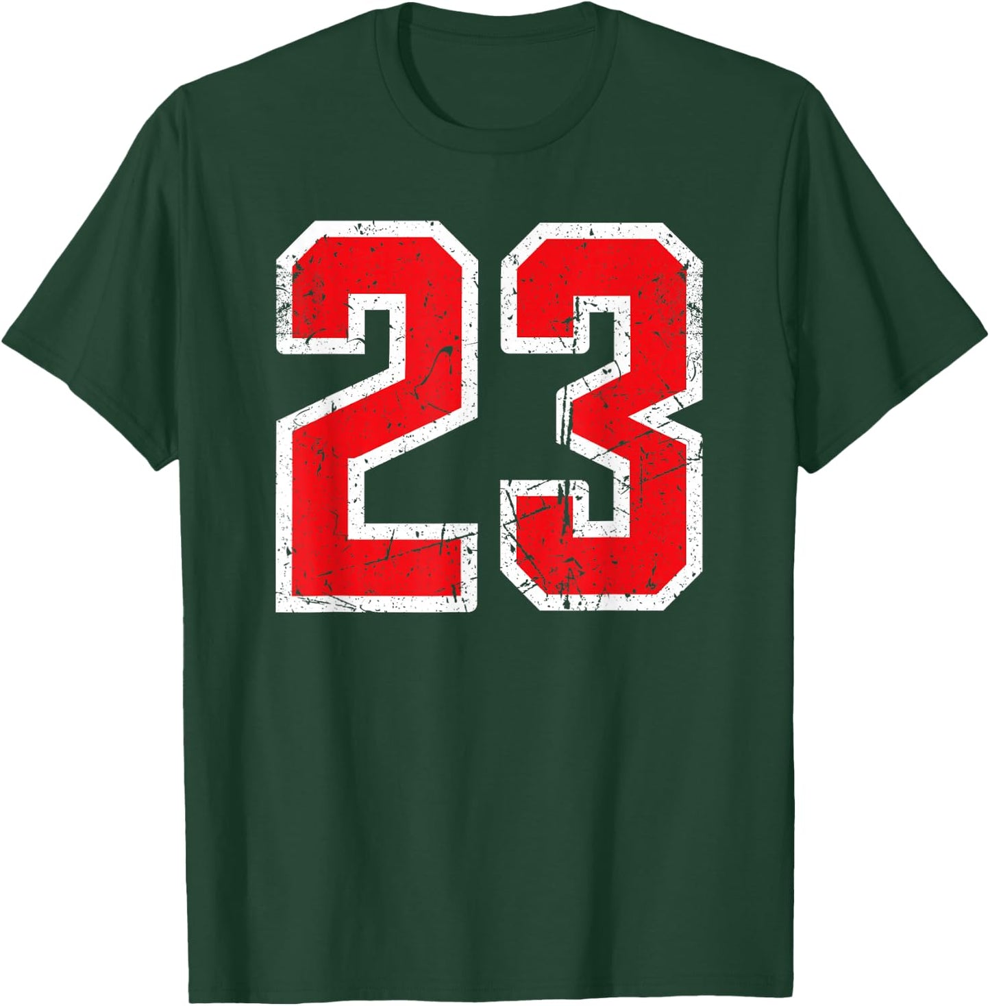 Number #23 White/Red Vintage Plain Number T-Shirt - T-Shirt | Forest