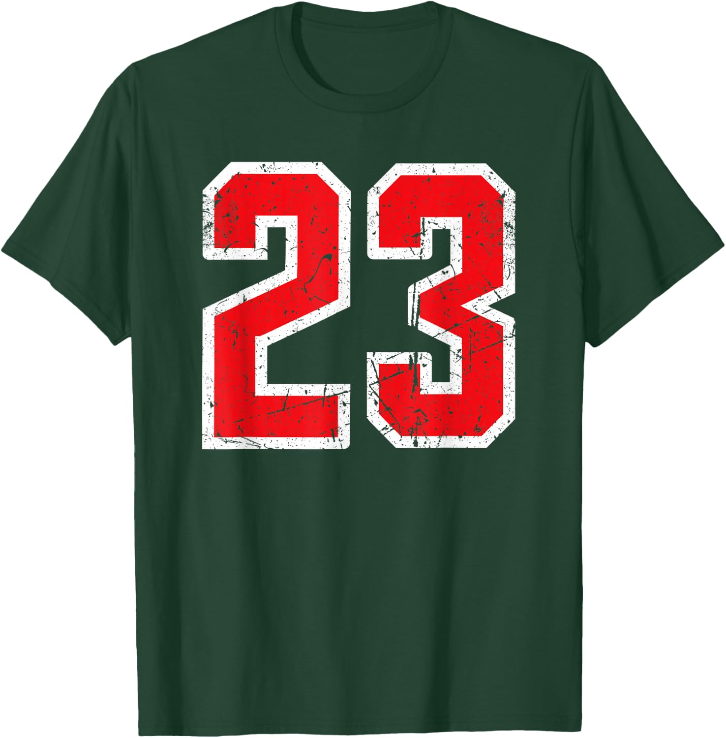 Number #23 White/Red Vintage Plain Number T-Shirt - T-Shirt | Forest
