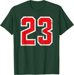Number #23 White/Red Vintage Plain Number T-Shirt - T-Shirt | Forest