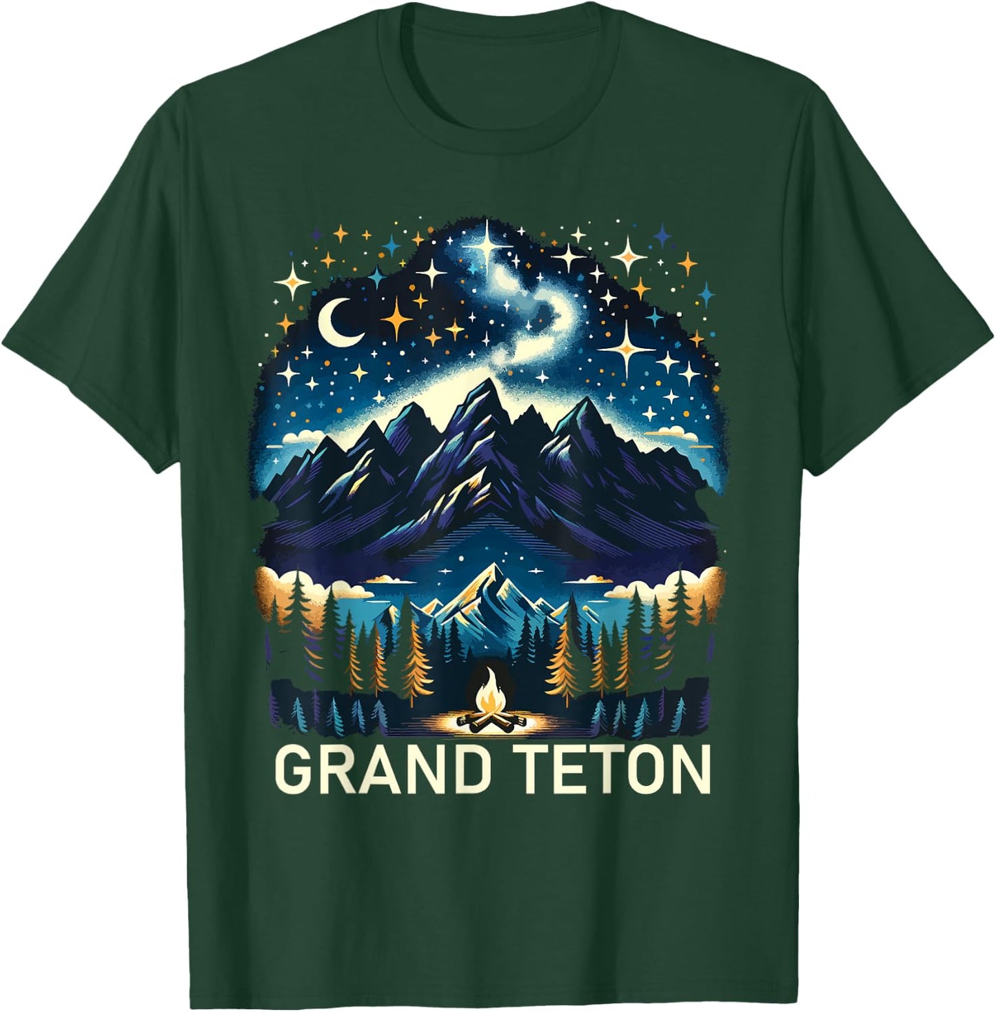 Grand Teton National Park Starlight Night Wyoming Vintage T-Shirt - T-Shirt | Forest