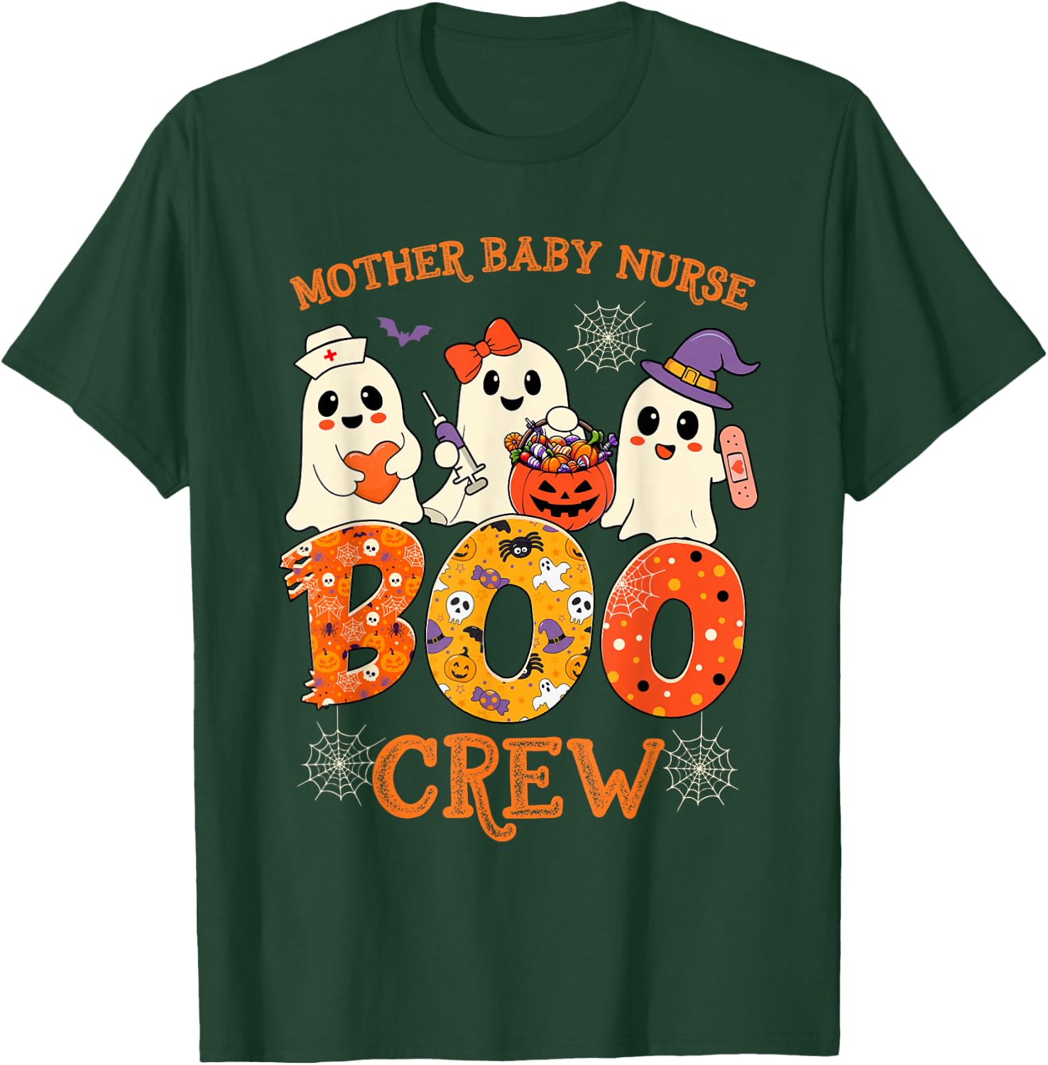 Mother Baby Nurse Boo Crew Funny Halloween Spooky Costume T-Shirt - T-Shirt | Forest
