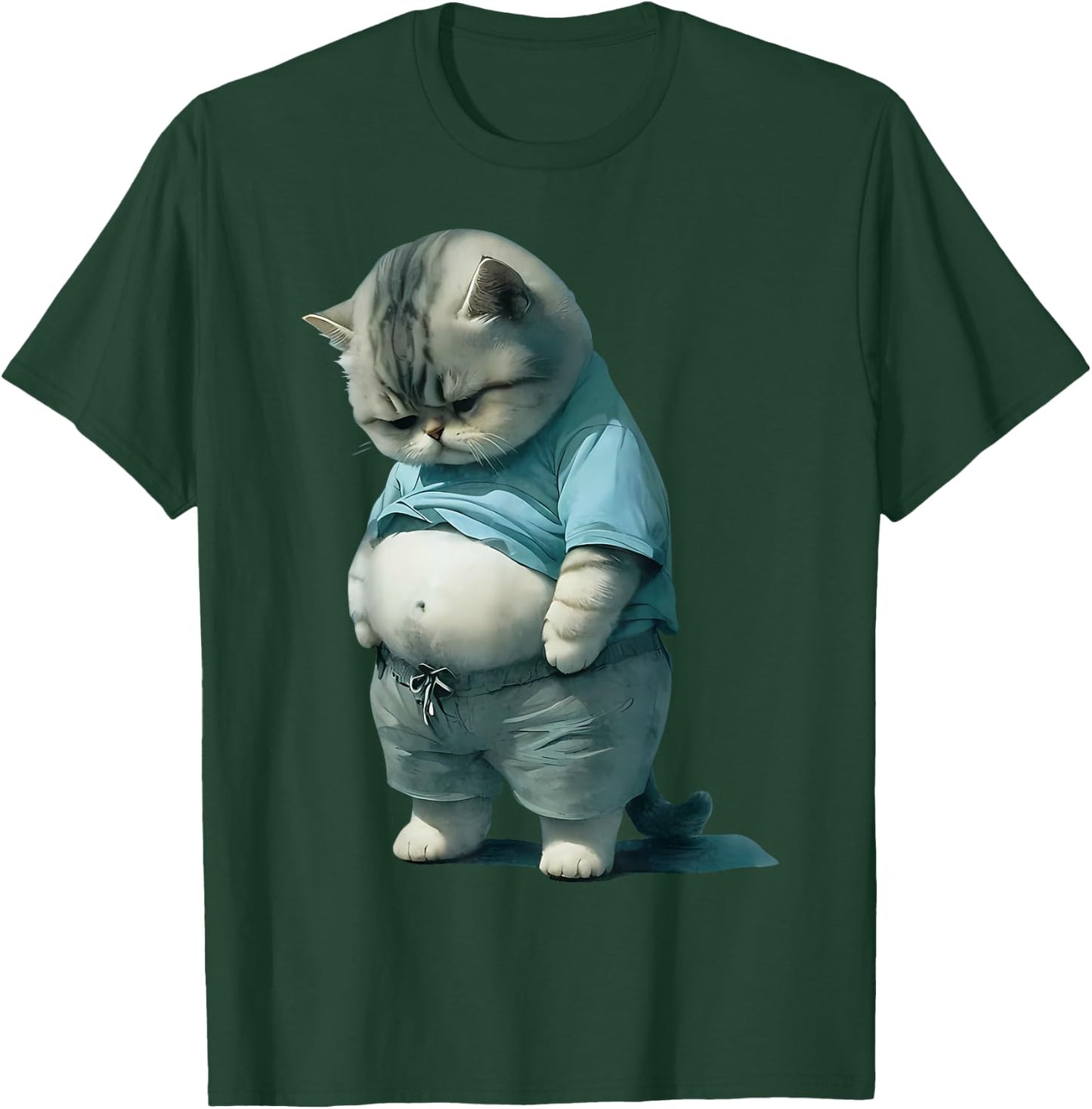 Funny Fat Cat Art Design Fat Kitten Cat Lover T-Shirt - T-Shirt | Forest