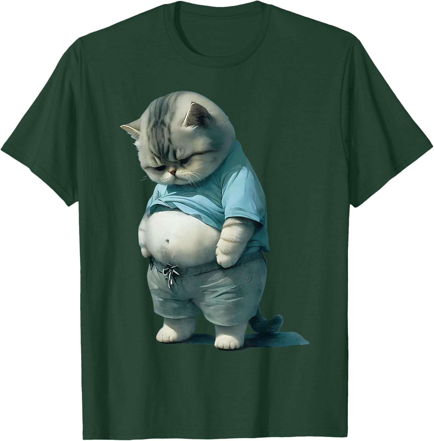 Funny Fat Cat Art Design Fat Kitten Cat Lover T-Shirt - T-Shirt | Forest