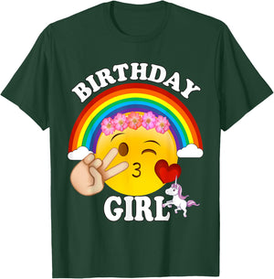 Birthday For Girls Unicorn Rainbow Heart Kiss T-Shirt - T-Shirt | Forest