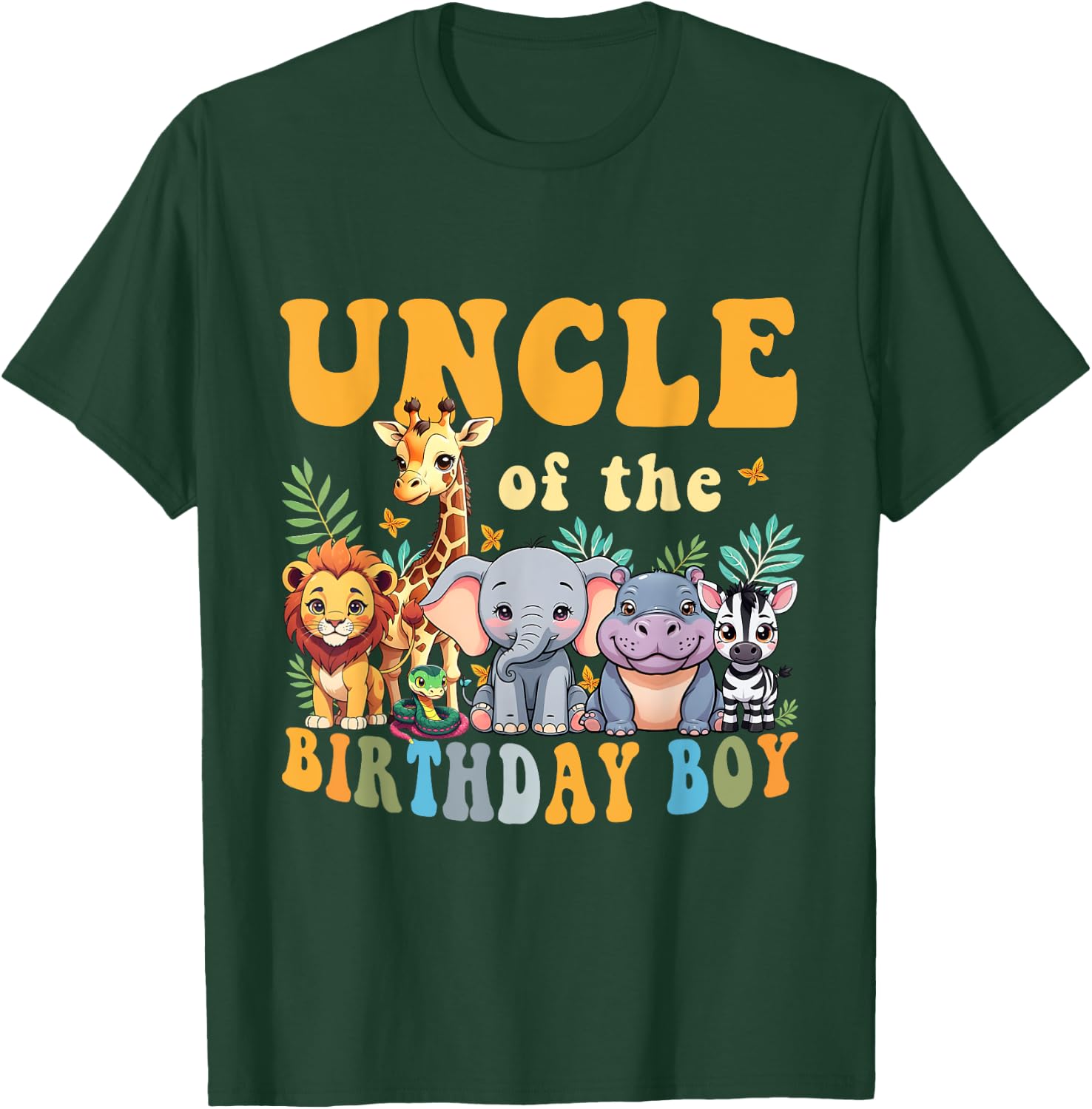 Uncle of the Birthday Boy Kids Safari Jungle Animal Matching T-Shirt - T-Shirt | Forest