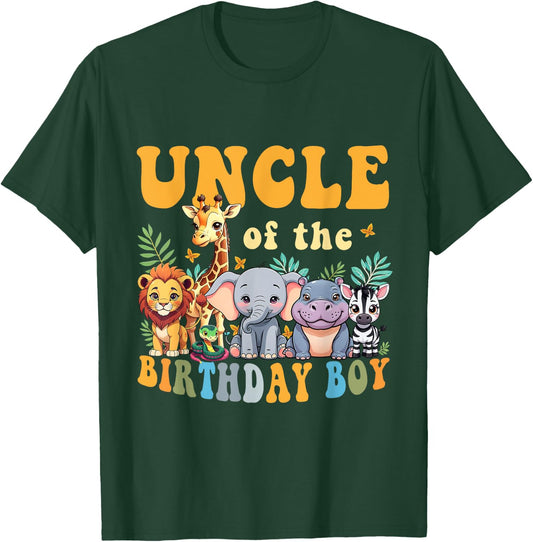 Uncle of the Birthday Boy Kids Safari Jungle Animal Matching T-Shirt - T-Shirt | Forest