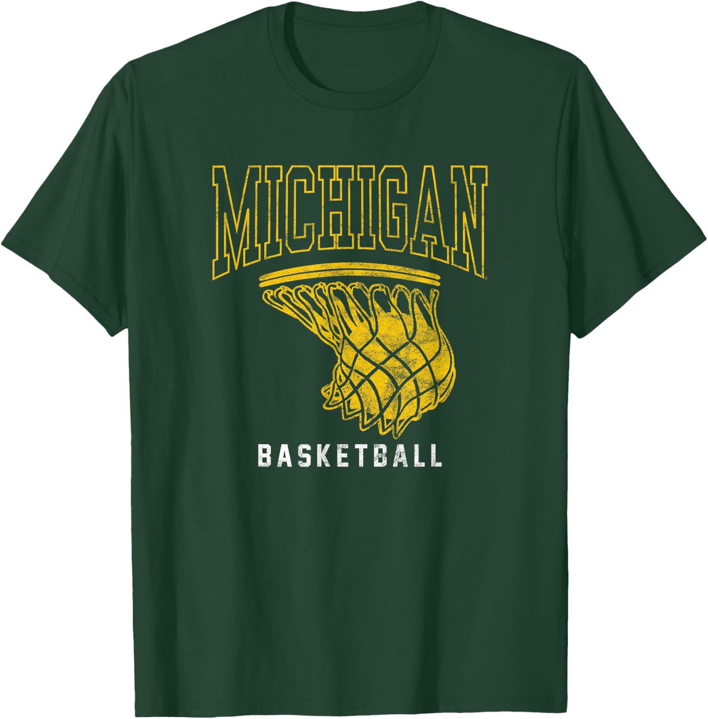 University of Michigan Wolverines U of M Basketball Hoop T-Shirt - T-Shirt | Forest