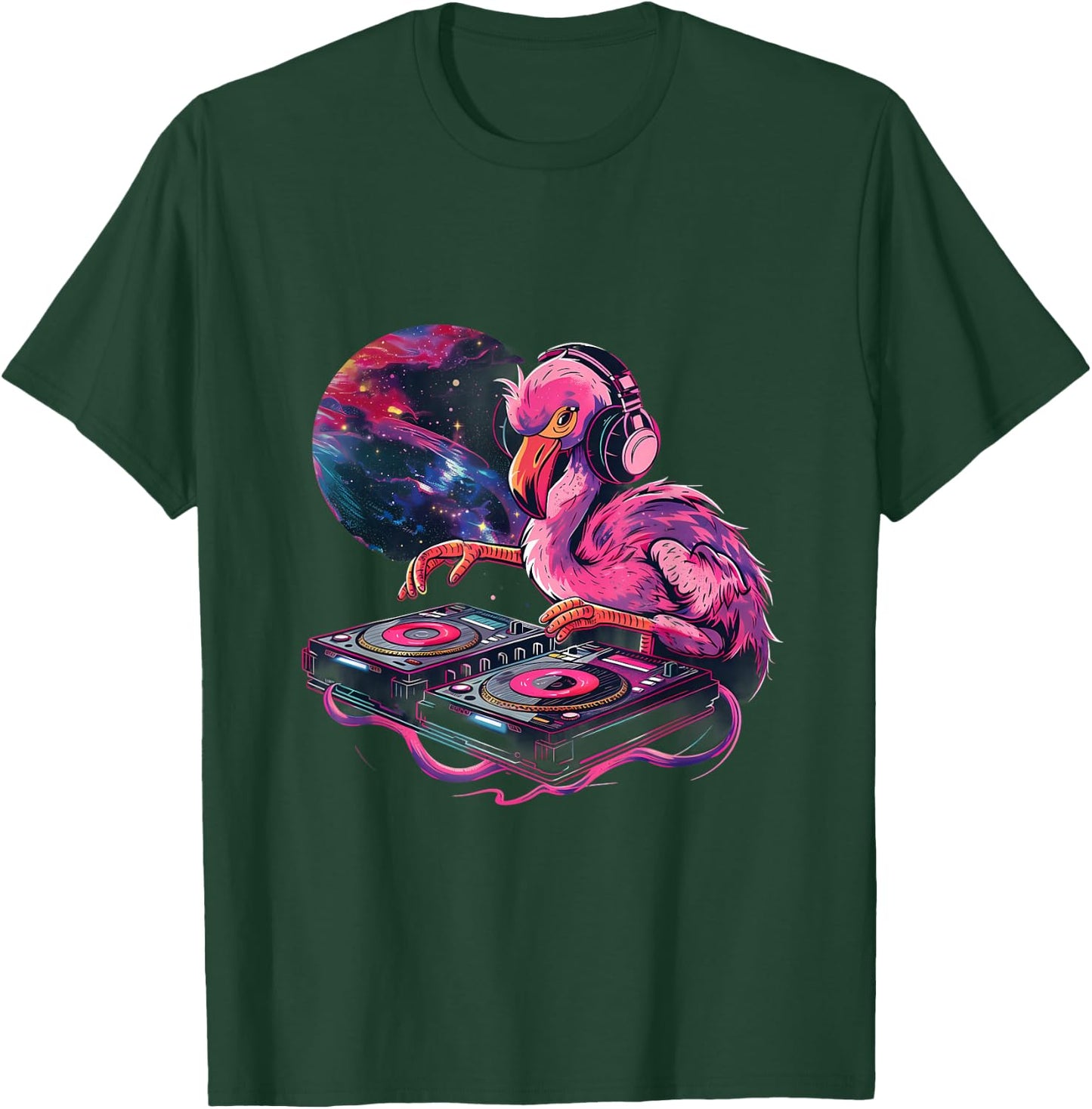 Flamingo DJ EDM Turntable DJ Flamingo Dance Club Beatmaker T-Shirt - T-Shirt | Forest