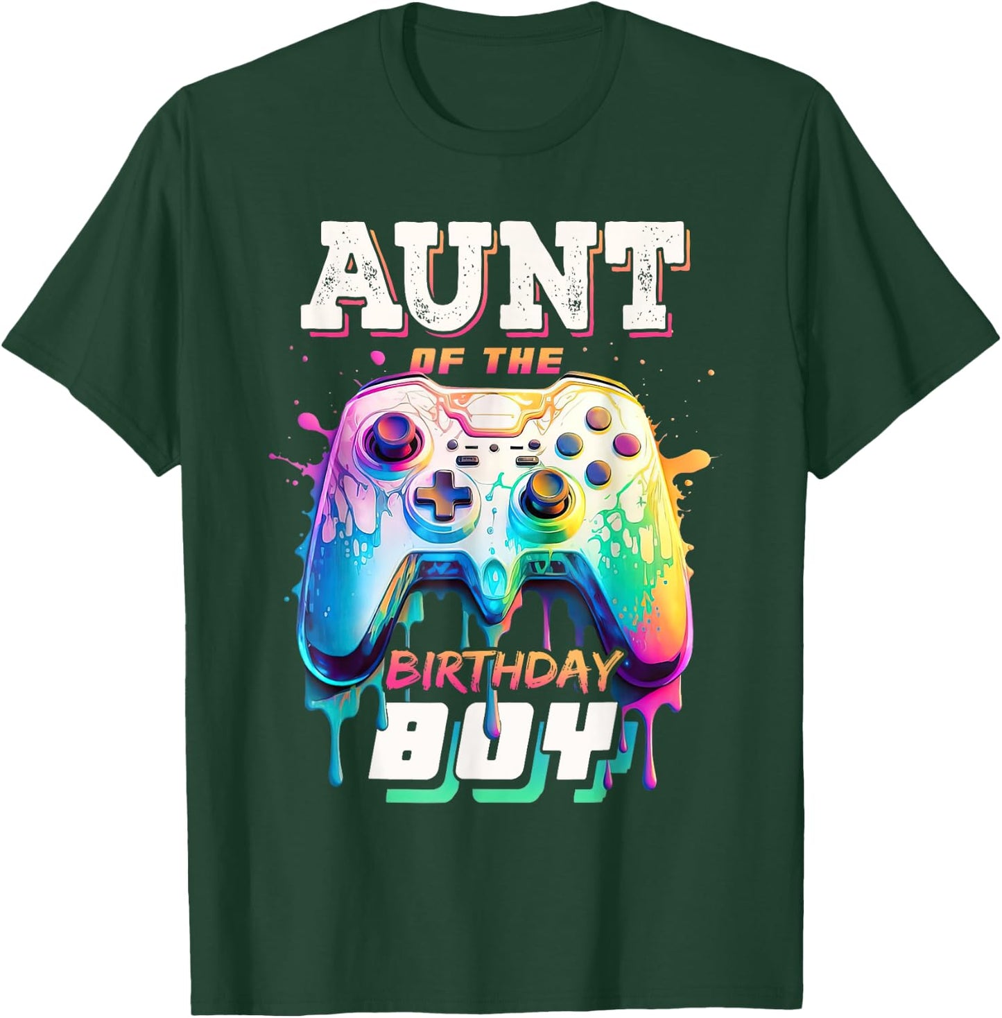 Aunt of the Birthday Boy Matching Video Game Birthday Party T-Shirt - T-Shirt | Forest
