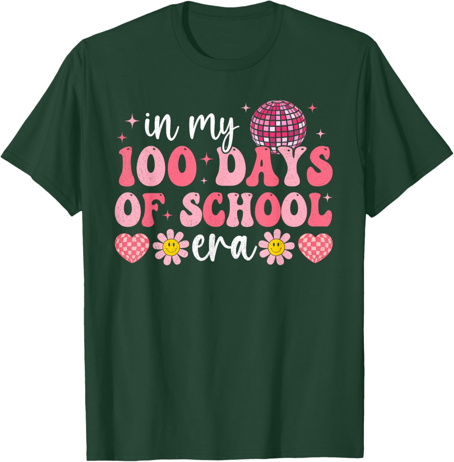 In My 100 Days Of School Era Groovy 100th Day Of School Kids T-Shirt - T-Shirt | Forest