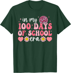 In My 100 Days Of School Era Groovy 100th Day Of School Kids T-Shirt - T-Shirt | Forest