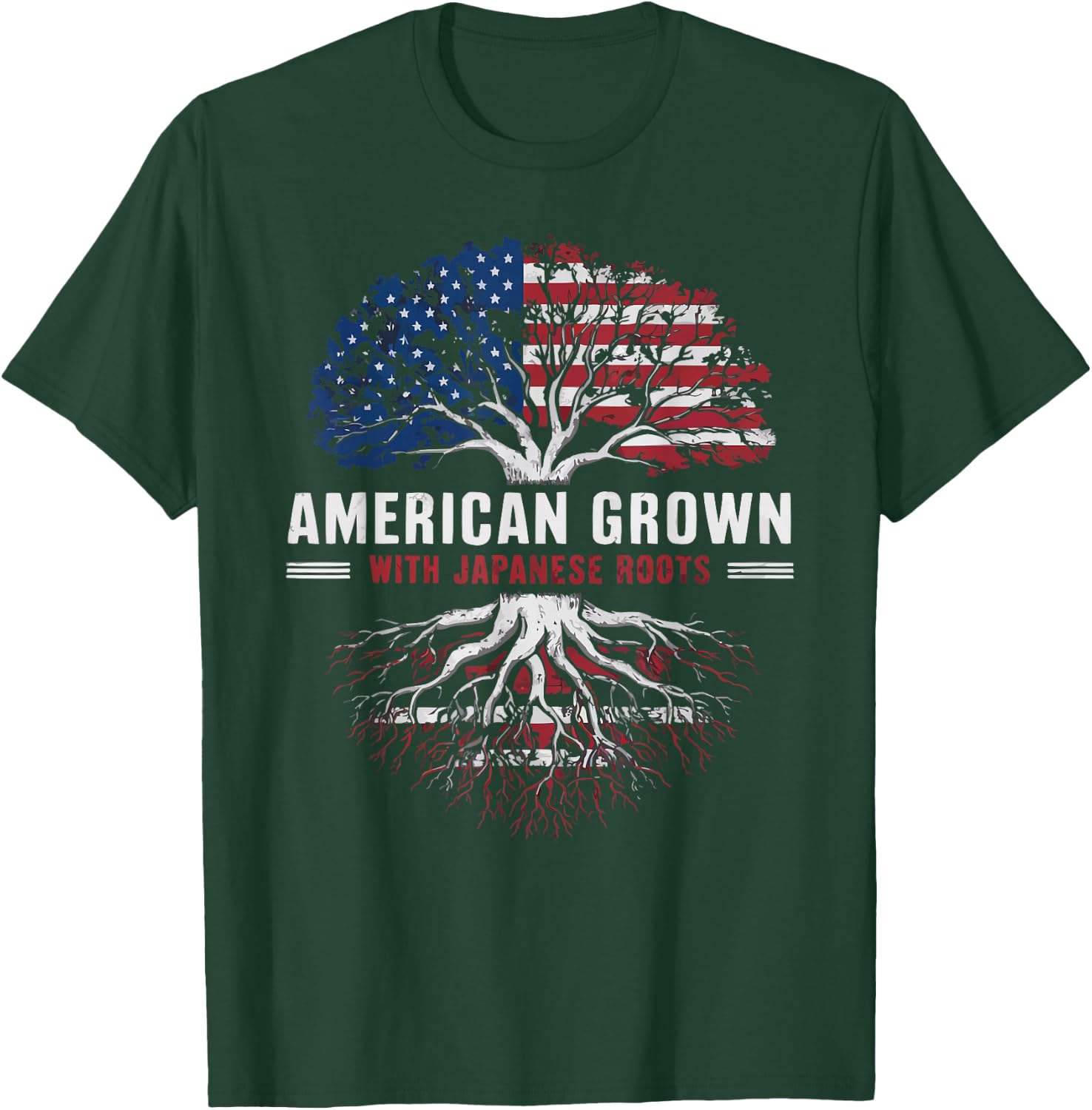 Half Japanese Half American USA Flag Japan America T-Shirt - T-Shirt | Forest