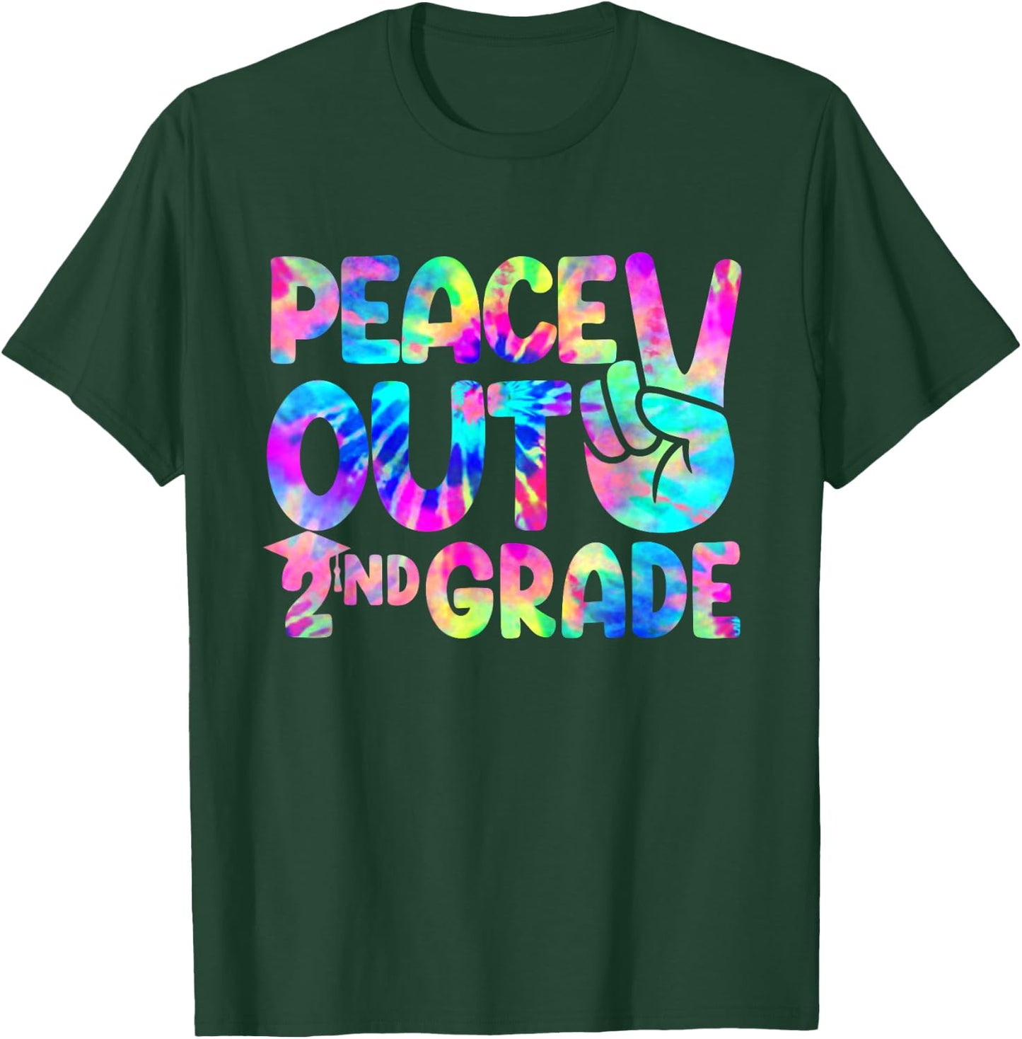 Peace Out 2nd Grade Happy Last Day Of School Tie Dye Kids T-Shirt - T-Shirt | Forest