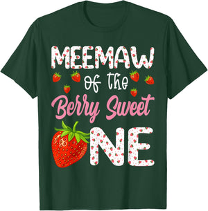 Meemaw Of The Berry Sweet One Strawberry First Birthday T-Shirt - T-Shirt | Forest