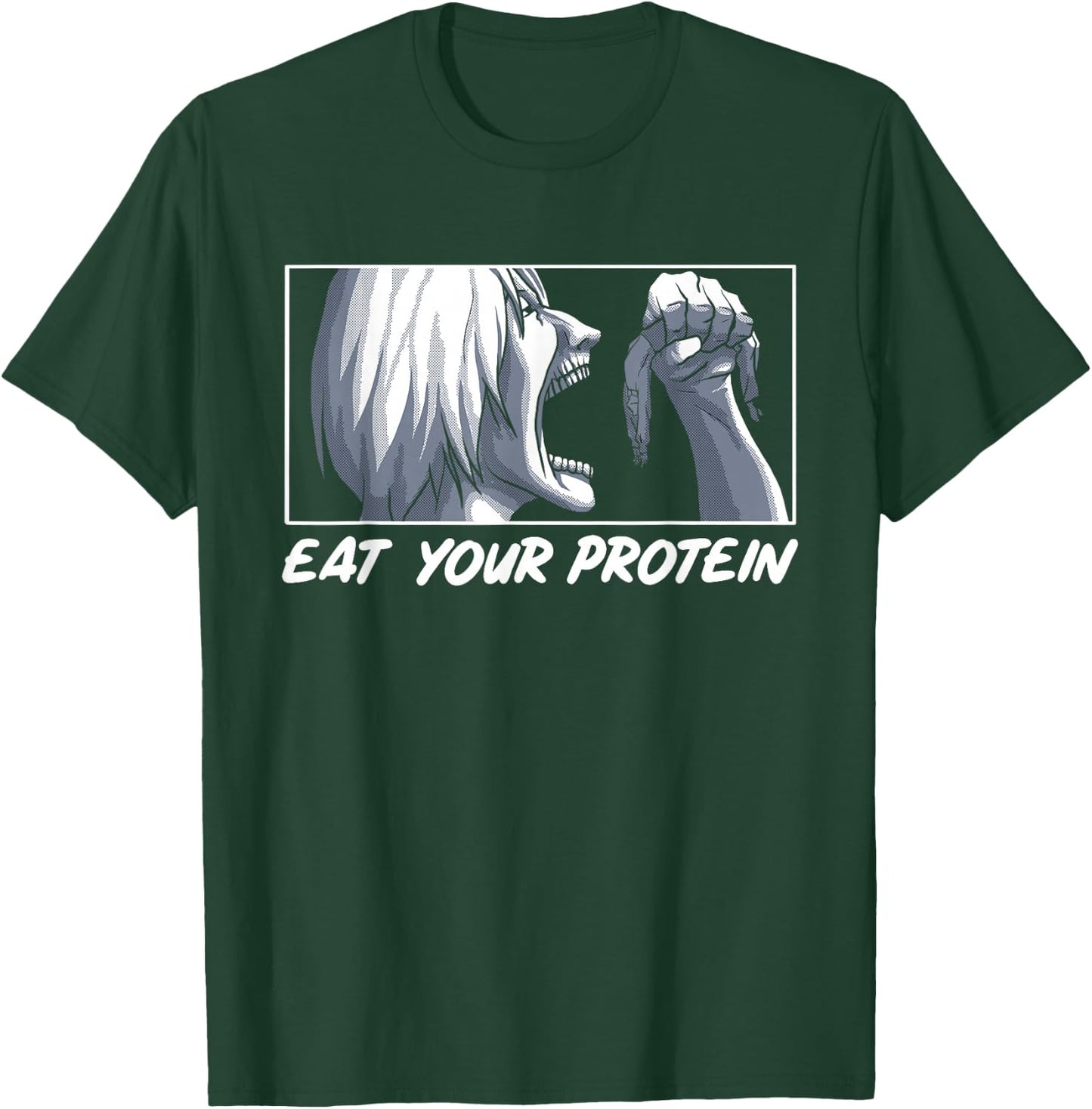 Eat Your Protein Anime Gym Manga Bodybuilding Fitness Anime T-Shirt - T-Shirt | Forest