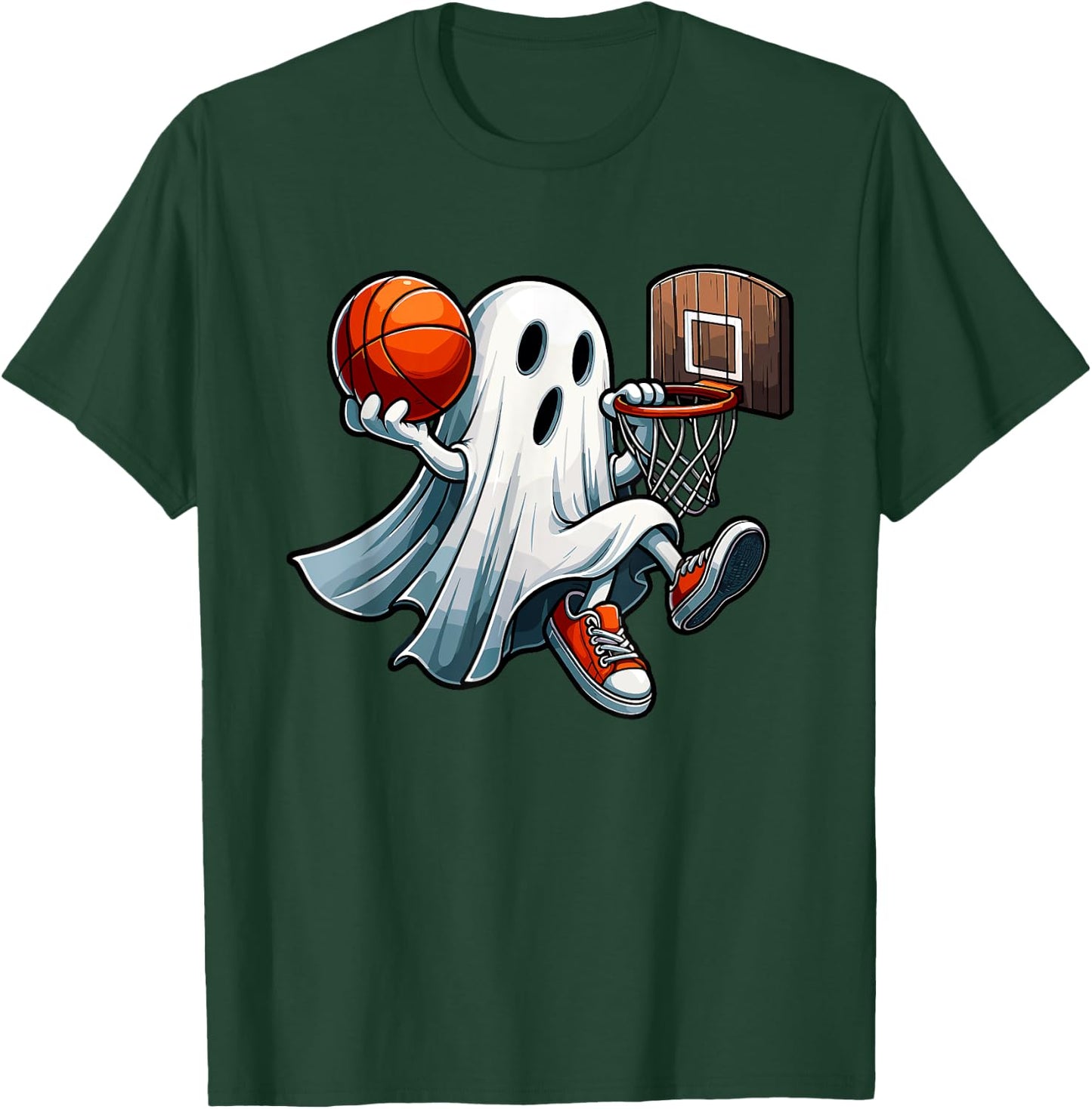 Ghost Playing Basketball Dunk Halloween Costume Sports Lover T-Shirt - T-Shirt | Forest