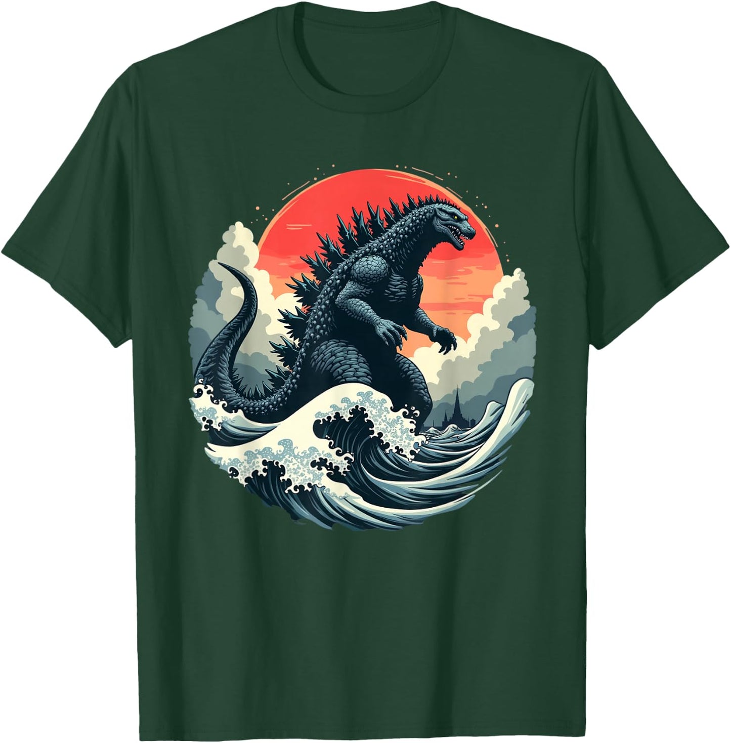 Vintage Japanese Kaiju Monster The Great Wave Off Kanagawa T-Shirt - T-Shirt | Forest