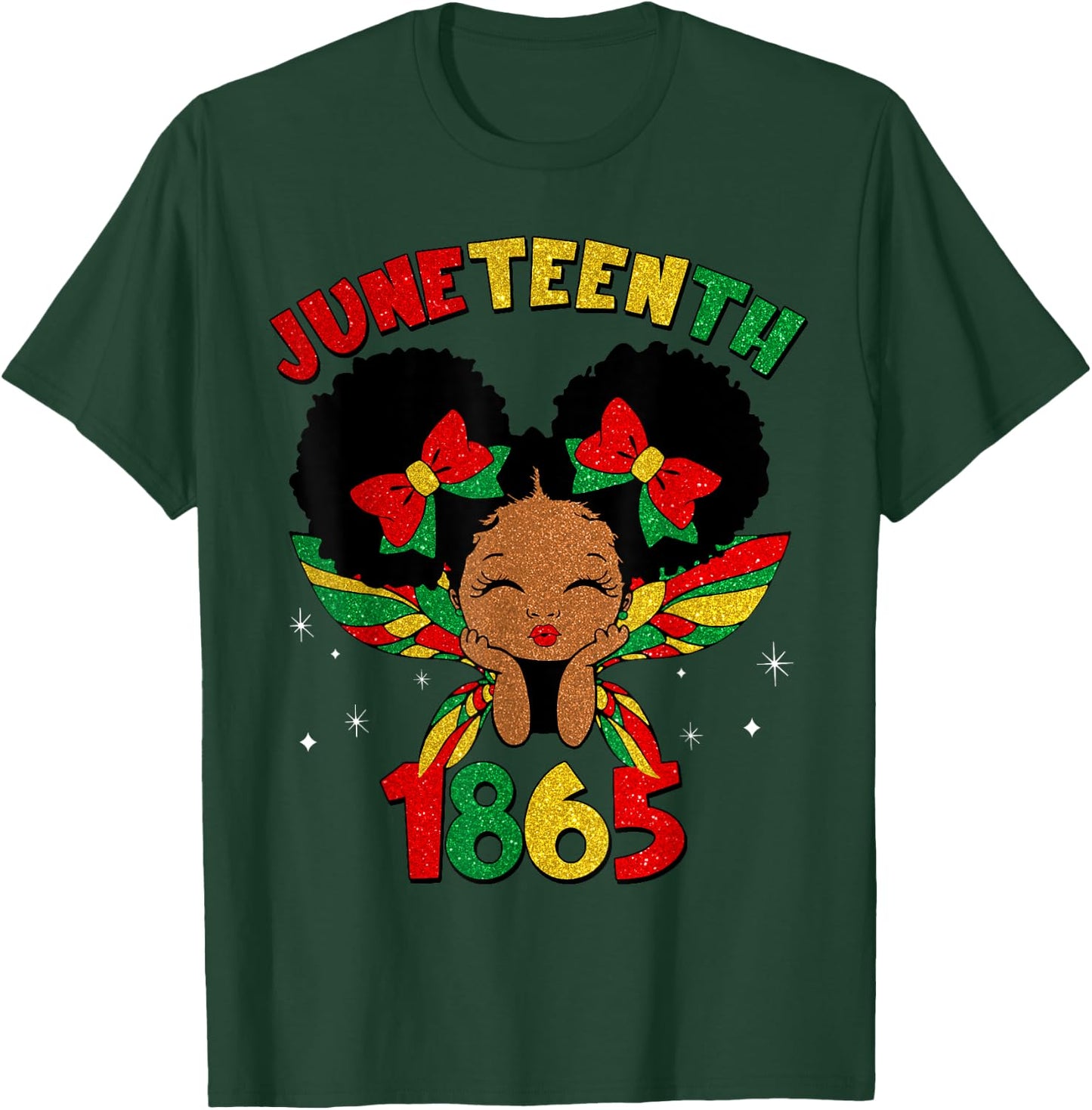 Juneteenth 1865 African American Black Princess Kids Girls T-Shirt - T-Shirt | Forest