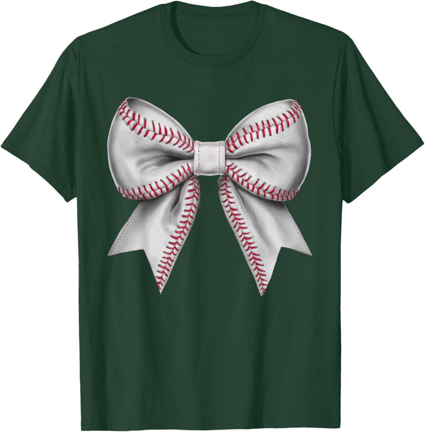 Coquette Bow Funny Baseball Lover Game Day Baseball Mom Life T-Shirt - T-Shirt | Forest