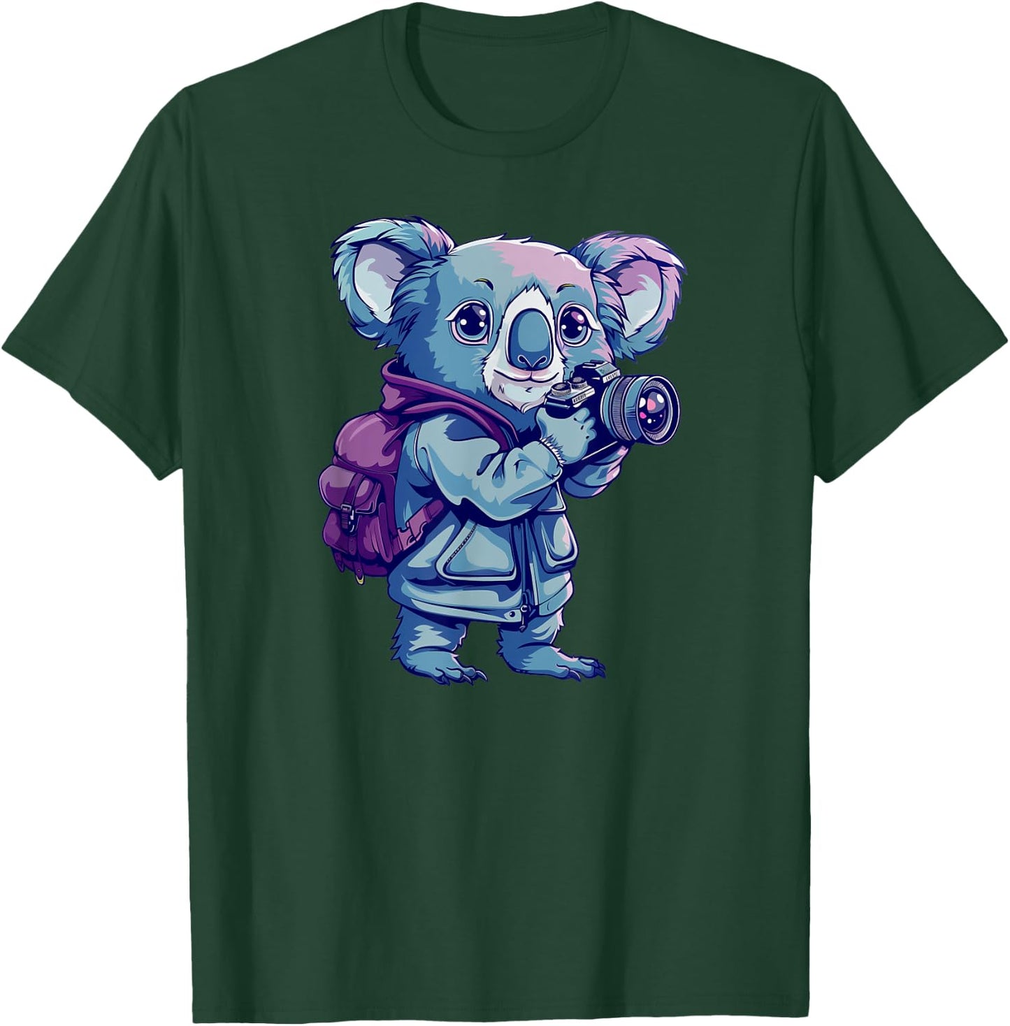 Koala With A Camera - Cute Koala Bear Photographer T-Shirt - T-Shirt | Forest