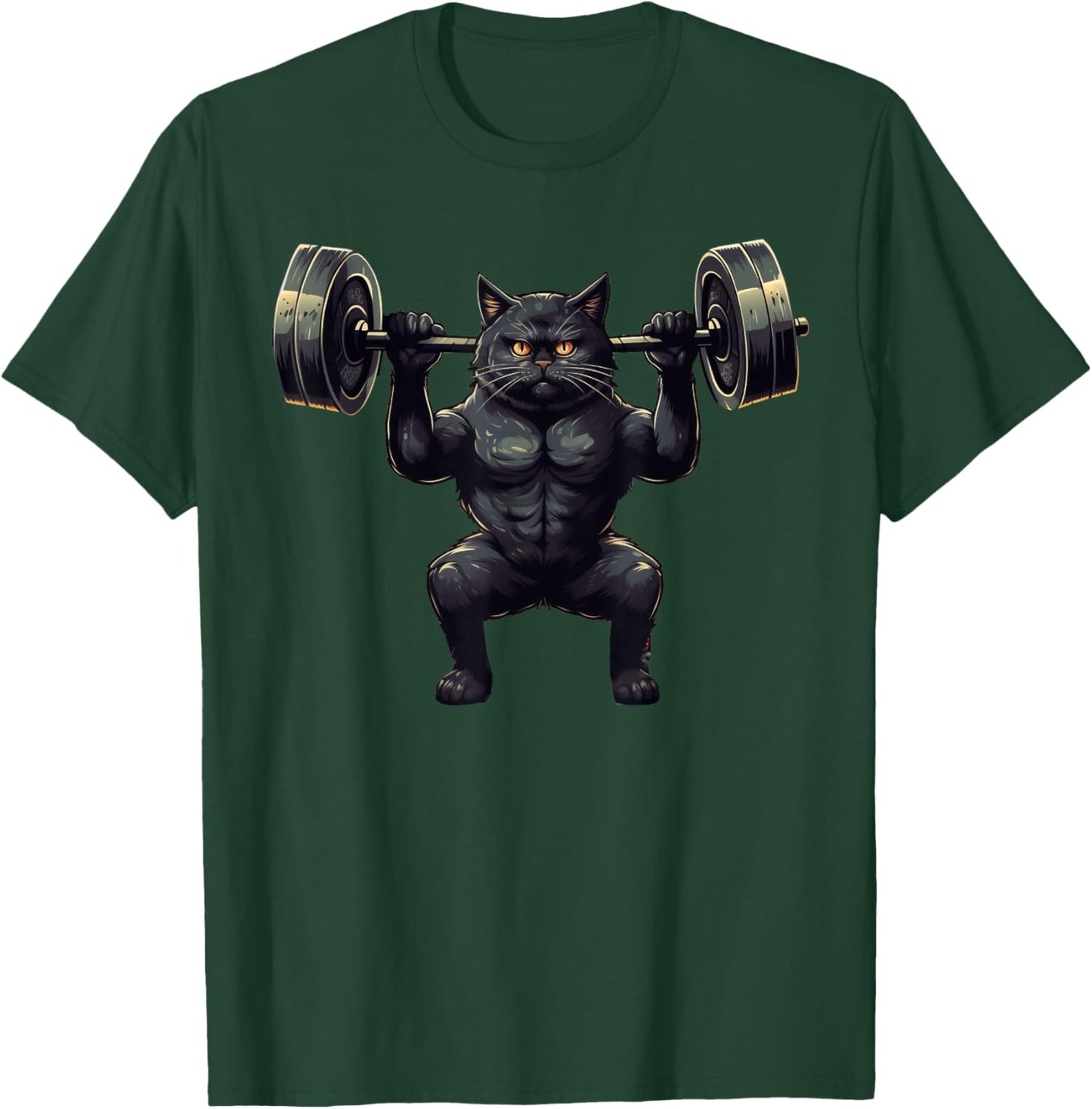 Black Cat Powerlifting Weightlifting Gym Workout Men Women Kids T-Shirt - T-Shirt | Forest